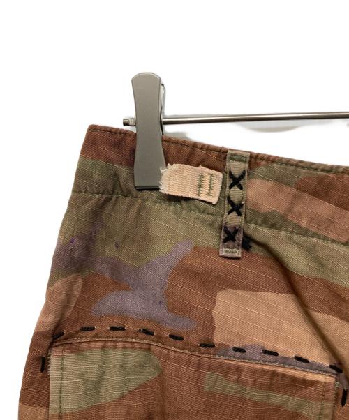 USED（ユーズド）USED (ユーズド) 後染めウッドランドカモ ラインストーンパンツ ブラウン サイズ:S-Rの古着・服飾アイテム