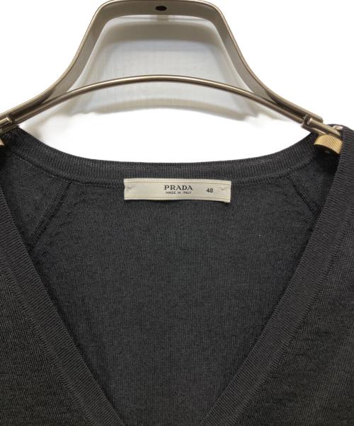 PRADA（プラダ）PRADA (プラダ) カシミヤシルクVネックニット ブラック サイズ:SIZE 48の古着・服飾アイテム