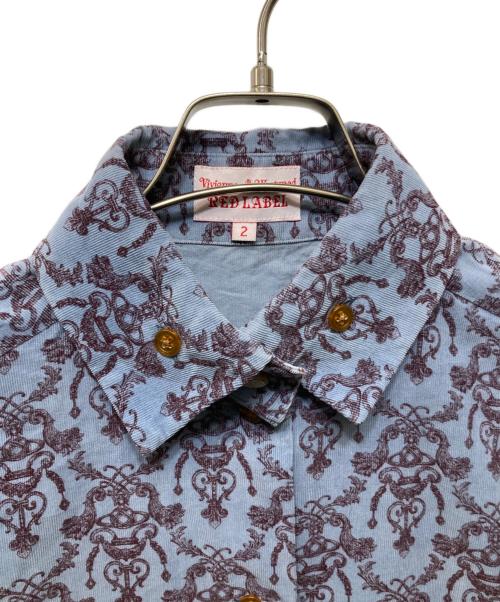 Vivienne Westwood RED LABEL（ヴィヴィアンウエストウッドレッドレーベル）Vivienne Westwood RED LABEL (ヴィヴィアンウエストウッドレッドレーベル) ヴェルサイユプリントシャツワンピース ブルー サイズ:SIZE 2の古着・服飾アイテム