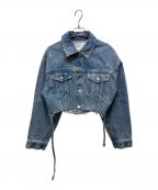 FRAY IDフレイ アイディー）の古着「クロップドダメージデニムジャケット」｜インディゴ