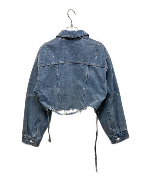 FRAY ID（フレイ アイディー）FRAY ID (フレイ アイディー) クロップドダメージデニムジャケット インディゴ サイズ:FREEの古着・服飾アイテム