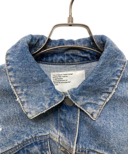 FRAY ID（フレイ アイディー）FRAY ID (フレイ アイディー) クロップドダメージデニムジャケット インディゴ サイズ:FREEの古着・服飾アイテム