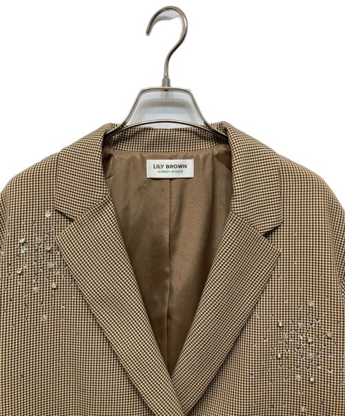 Lily Brown（リリーブラウン）Lily Brown (リリーブラウン) ビジューオーバージャケット ブラウン サイズ:Freeの古着・服飾アイテム