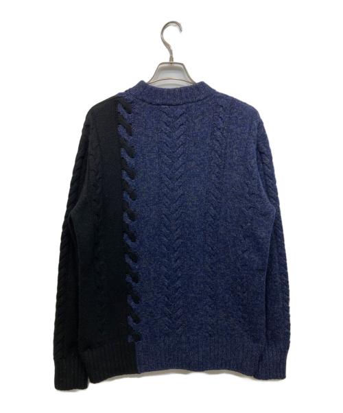maison kitsune（メゾンキツネ）MAISON KITSUNE (メゾンキツネ) カシミヤ混バイカラー ケーブルニット ネイビー サイズ:SIZE Sの古着・服飾アイテム