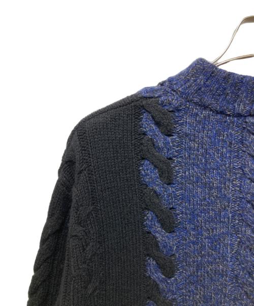 maison kitsune（メゾンキツネ）MAISON KITSUNE (メゾンキツネ) カシミヤ混バイカラー ケーブルニット ネイビー サイズ:SIZE Sの古着・服飾アイテム