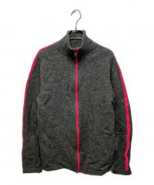 Yohji Yamamoto pour homme（ヨウジヤマモト プールオム）の古着「ピンクラインジップアップニット」｜グレー