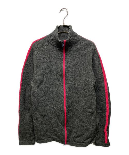 Yohji Yamamoto pour homme（ヨウジヤマモト プールオム）Yohji Yamamoto pour homme (ヨウジヤマモト プールオム) ピンクラインジップアップニット グレー サイズ:3の古着・服飾アイテム