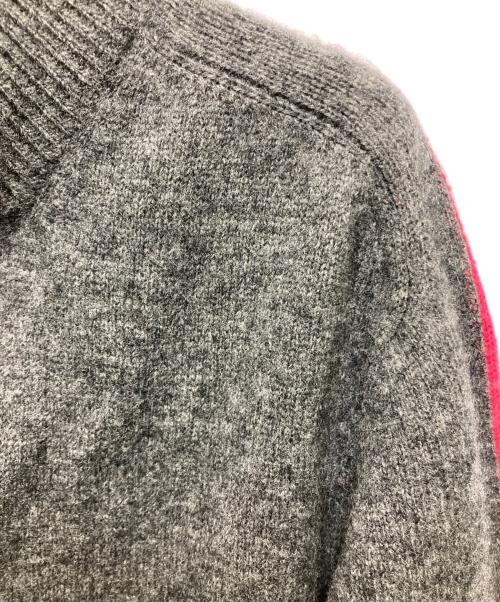 Yohji Yamamoto pour homme（ヨウジヤマモト プールオム）Yohji Yamamoto pour homme (ヨウジヤマモト プールオム) ピンクラインジップアップニット グレー サイズ:3の古着・服飾アイテム