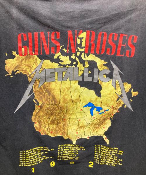 90’S Metallica Guns N' Roses（メタリカ ガンズアンドローゼス）90’S Metallica Guns N' Roses (メタリカ ガンズアンドローゼス) 1992ツアー バンドTシャツ ブラック サイズ:XLの古着・服飾アイテム