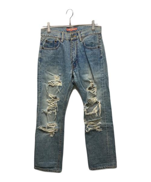 JUNYA WATANABE MAN PINK（ジュンヤワタナベマン ピンク）JUNYA WATANABE MAN PINK (ジュンヤワタナベマン ピンク) ダメージ加工デニムパンツ インディゴ サイズ:Sの古着・服飾アイテム