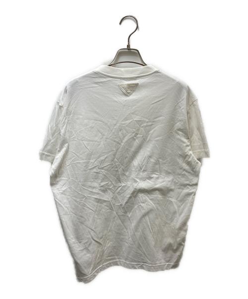 PRADA（プラダ）PRADA (プラダ) Back Logo V-Neck Cotton Tee ホワイト サイズ:Mの古着・服飾アイテム
