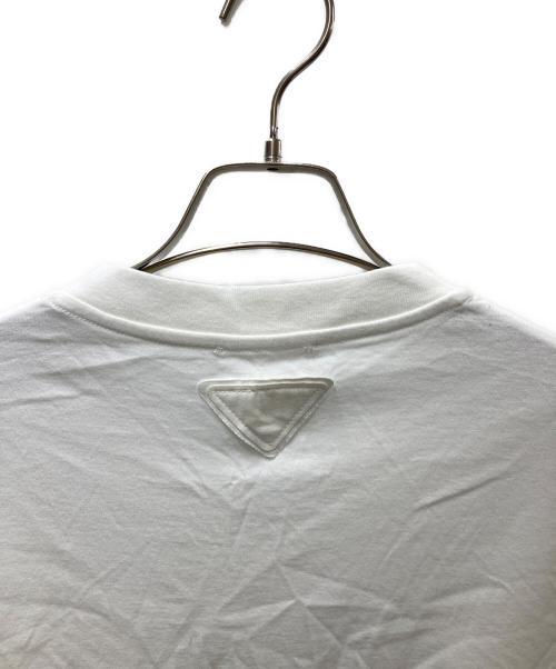 PRADA（プラダ）PRADA (プラダ) Back Logo V-Neck Cotton Tee ホワイト サイズ:Mの古着・服飾アイテム