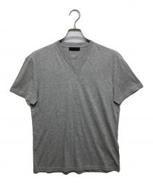 PRADA（プラダ）の古着「V Neck Cotton Tee ACU1 UJM493」｜グレー
