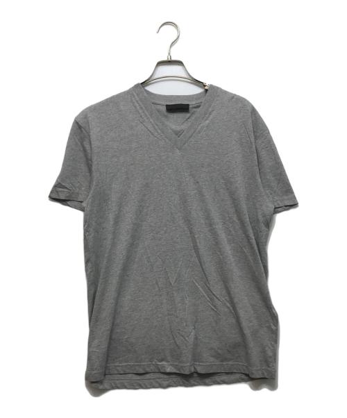 PRADA（プラダ）PRADA (プラダ) V NeckCottonTee グレー サイズ:Mの古着・服飾アイテム