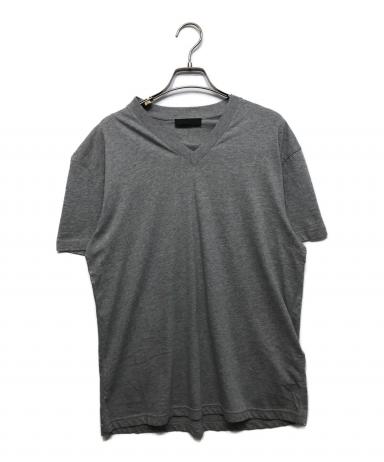 中古・古着通販】PRADA (プラダ) V Neck Cotton Tee グレー サイズ:M