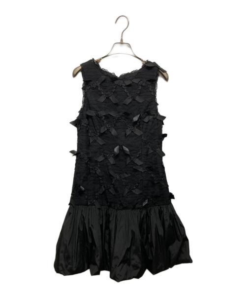 RED VALENTINO（レッドヴァレンティノ）RED VALENTINO (レッドヴァレンティノ) ミニリボン バルーンワンピース ブラック サイズ:00の古着・服飾アイテム