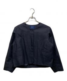kurashi&trips publishing×atelier naruse（クラシアンドトリップス パブリッシング×アトリエナルセ）の古着「フォーマルノーカラージャケット」｜ネイビー