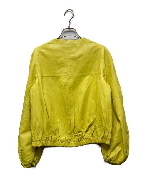 CYCLAS（シクラス）CYCLAS (シクラス) ボリュームスリーブ ラムレザージャケット イエロー サイズ:36の古着・服飾アイテム