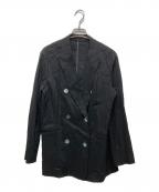 23区ニジュウサンク）の古着「【洗える】リネンレーヨンストレッチ ダブル ジャケット」｜ブラック