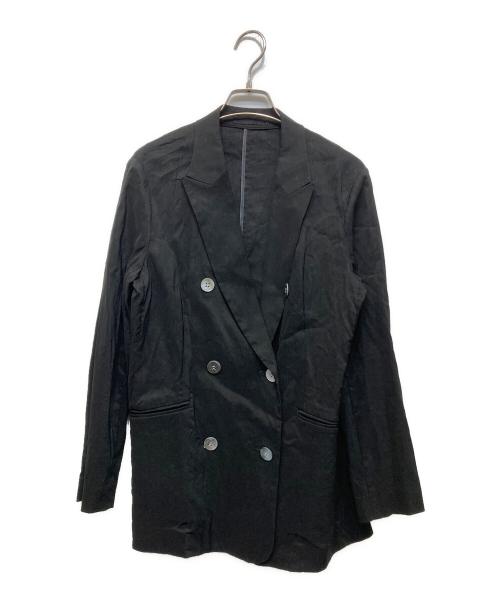 23区（ニジュウサンク）23区 (ニジュウサンク) 【洗える】リネンレーヨンストレッチ ダブル ジャケット ブラック サイズ:38の古着・服飾アイテム