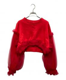 VIVIANO×jurk（ヴィヴィアーノ）の古着「チュールフリルスウェット」｜レッド