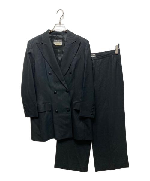 Salvatore Ferragamo（サルヴァトーレ フェラガモ）Salvatore Ferragamo (サルヴァトーレ フェラガモ) ジャガードワイドパンツセットアップ ブラック サイズ:46の古着・服飾アイテム