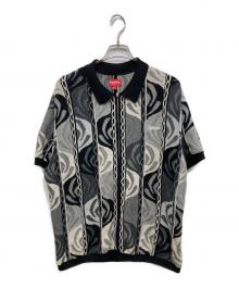 SUPREME（シュプリーム）の古着「Abstract Textured Zip Up Polo」｜グレー×ブラック
