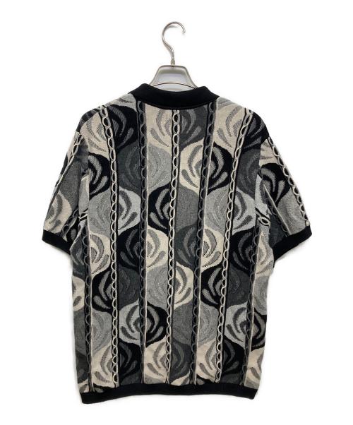 SUPREME（シュプリーム）SUPREME (シュプリーム) Abstract Textured Zip Up Polo グレー×ブラック サイズ:Lの古着・服飾アイテム