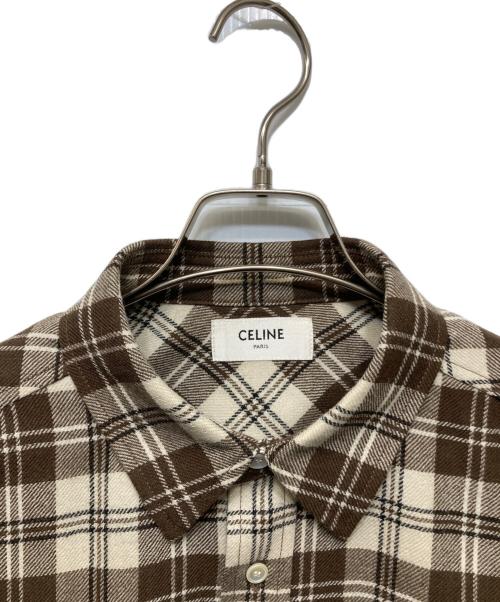 CELINE（セリーヌ）CELINE (セリーヌ) リラックスシャツ ベージュ×ブラウン サイズ:38の古着・服飾アイテム