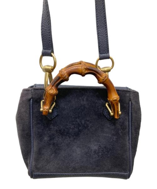 GUCCI（グッチ）GUCCI (グッチ) 2WAYバンブーミニバッグ ダークネイビーの古着・服飾アイテム
