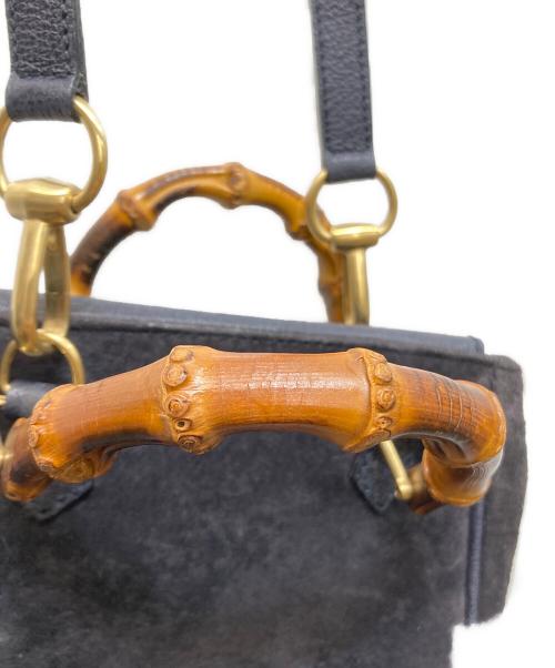 GUCCI（グッチ）GUCCI (グッチ) 2WAYバンブーミニバッグ ダークネイビーの古着・服飾アイテム