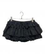 GLOWNYグロウニー）の古着「LACE RUFFLE MINI SKIRT」｜ブラック