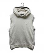 UNDERCOVERISMアンダーカバーイズム）の古着「ロゴ刺繍 サイドジップ ノースリーブ パーカー」｜ホワイト