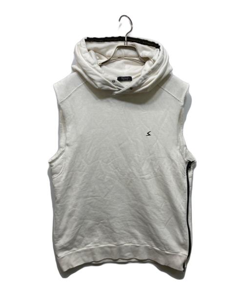 UNDERCOVERISM（アンダーカバーイズム）UNDERCOVERISM (アンダーカバーイズム) ロゴ刺繍 サイドジップ ノースリーブ パーカー ホワイト サイズ:2の古着・服飾アイテム