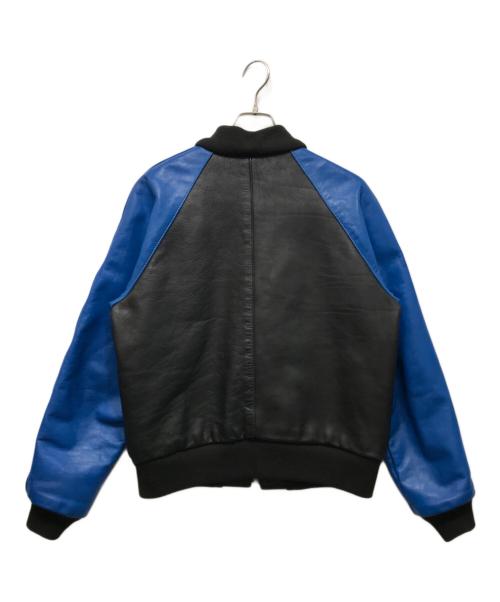 VANSON（バンソン）VANSON (バンソン) チームジャケットレザースタジャン ブラック×ブルー サイズ:不明の古着・服飾アイテム