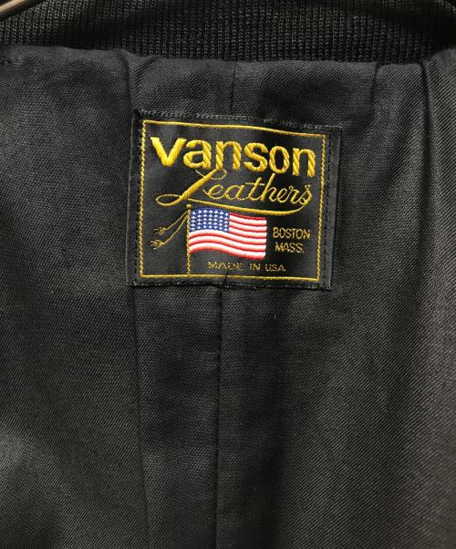 VANSON（バンソン）VANSON (バンソン) チームジャケットレザースタジャン ブラック×ブルー サイズ:不明の古着・服飾アイテム
