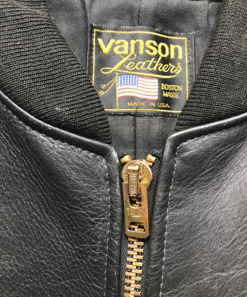 VANSON（バンソン）VANSON (バンソン) チームジャケットレザースタジャン ブラック×ブルー サイズ:不明の古着・服飾アイテム