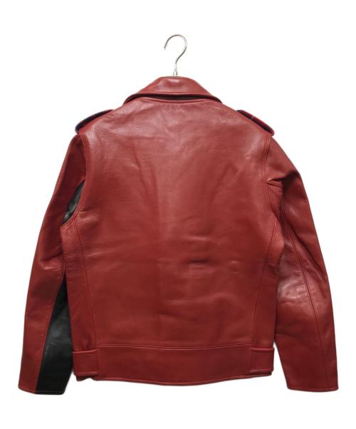 THREEFACE（スリーフェイス）THREEFACE (スリーフェイス) ダブルライダースジャケット レッド サイズ:Sの古着・服飾アイテム