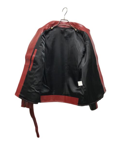 THREEFACE（スリーフェイス）THREEFACE (スリーフェイス) ダブルライダースジャケット レッド サイズ:Sの古着・服飾アイテム