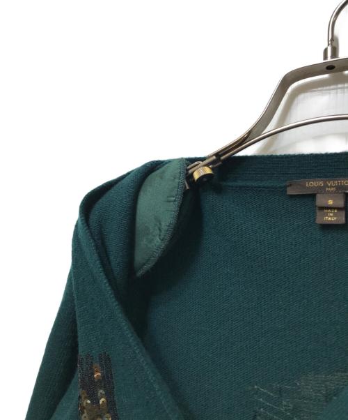 LOUIS VUITTON（ルイ ヴィトン）LOUIS VUITTON (ルイ ヴィトン) スパンコールロングカーディガン グリーン サイズ:Sの古着・服飾アイテム