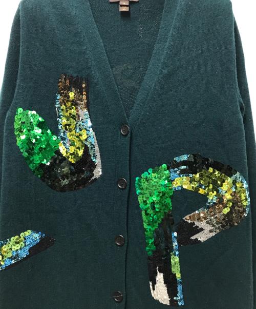 LOUIS VUITTON（ルイ ヴィトン）LOUIS VUITTON (ルイ ヴィトン) スパンコールロングカーディガン グリーン サイズ:Sの古着・服飾アイテム