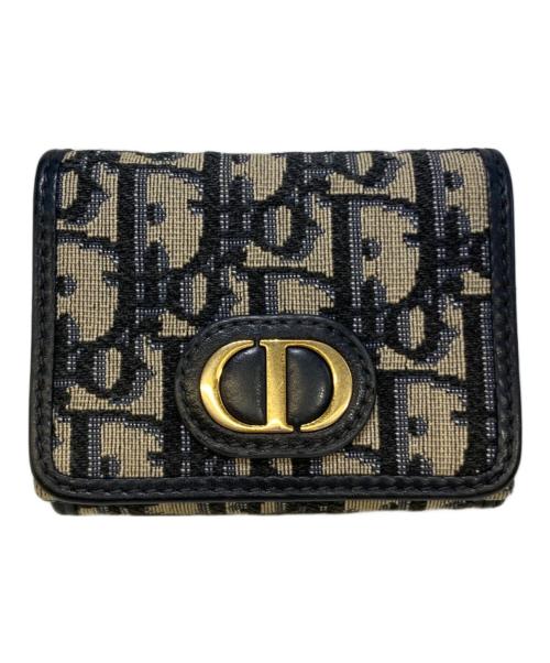 Christian Dior（クリスチャン ディオール）Christian Dior (クリスチャン ディオール) Montaigne30 コンパクトウォレット ネイビーの古着・服飾アイテム