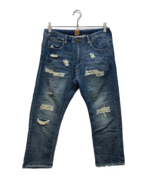 HUMAN MADE（ヒューマンメイド）HUMAN MADE (ヒューマンメイド) ダメージ加工スウェットパンツ インディゴ サイズ:Sの古着・服飾アイテム