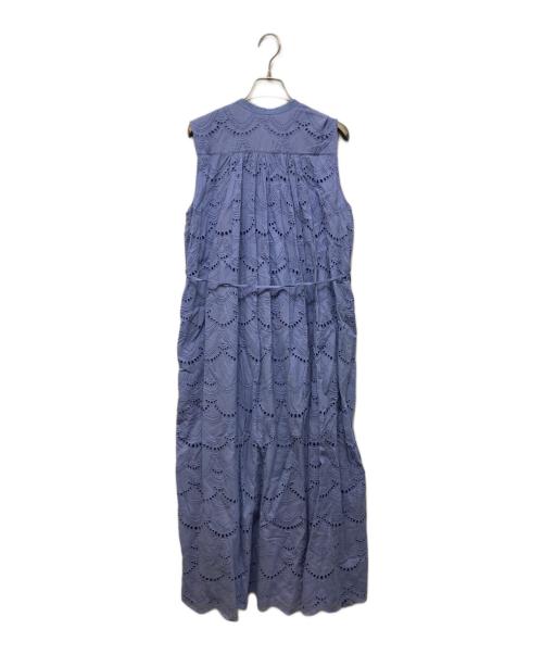 ne quittez pas（ヌキテパ）ne quittez pas (ヌキテパ) コットンボイル ヘムラ 刺しゅう ノースリーブワンピース ブルー サイズ:Mの古着・服飾アイテム