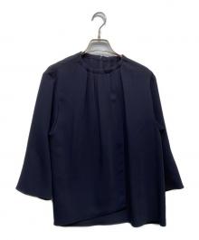 E by eclat（イーバイエクラ）の古着「【とろみ】揺れ感ドレープブラウス」｜ネイビー