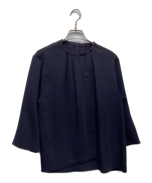 E by eclat（イーバイエクラ）E by eclat (イーバイエクラ) 【とろみ】揺れ感ドレープブラウス ネイビー サイズ:40の古着・服飾アイテム