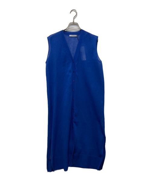 BEIGE（ベイジ）BEIGE (ベイジ) 【洗える】MILANO / リネン混シアーロングジレカーディガン ブルー サイズ:4の古着・服飾アイテム