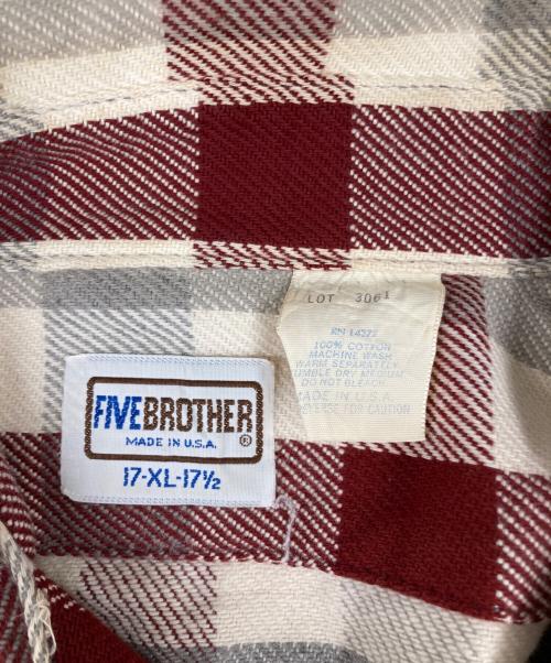 FIVE BROTHER（ファイブブラザー）FIVE BROTHER (ファイブブラザー) 80’ｓ ブロックチェックシャツ レッド サイズ:17XLの古着・服飾アイテム