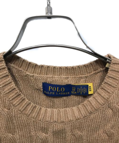POLO RALPH LAUREN（ポロ・ラルフローレン）POLO RALPH LAUREN (ポロ・ラルフローレン) 半袖ケーブルニット ブラウン サイズ:XSの古着・服飾アイテム