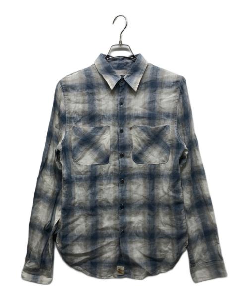 POLO JEANS COMPANY（ポロジーンズカンパニー）POLO JEANS COMPANY (ポロジーンズカンパニー) リネンオンブレチェックシャツ ブルー サイズ:Mの古着・服飾アイテム